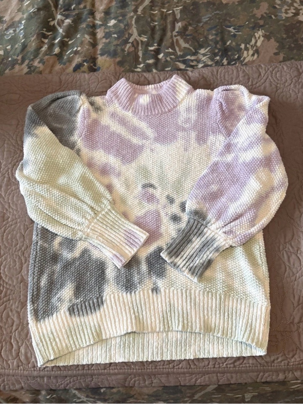 Madewell Lavender & Gray Tie-Dye Turtleneck Sweater